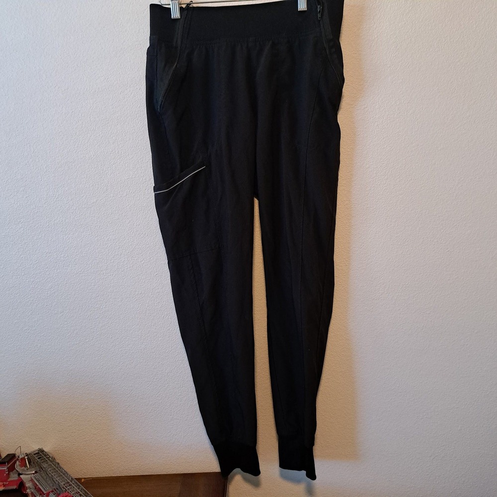 Cherokee Infinity Women Black Jogger Scrub Pants CK110A Small S Low Rise Pockets